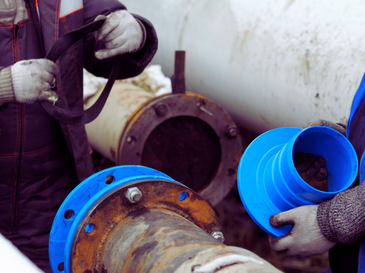 Plumbing performing trenchless sewer line repair