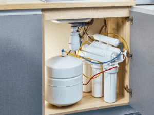 Reverse osmosis filter installed to remove fluoride from water