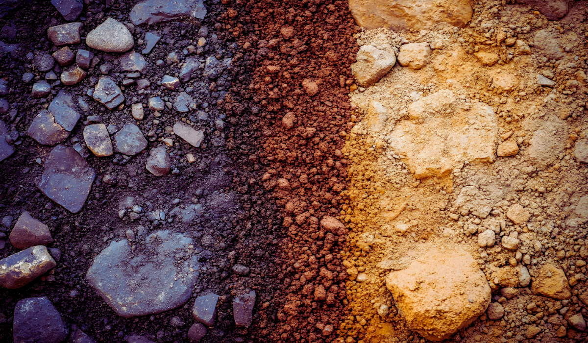 three layers of sandy soil 