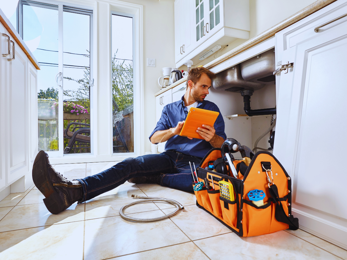 plumber performing plumbing inspection