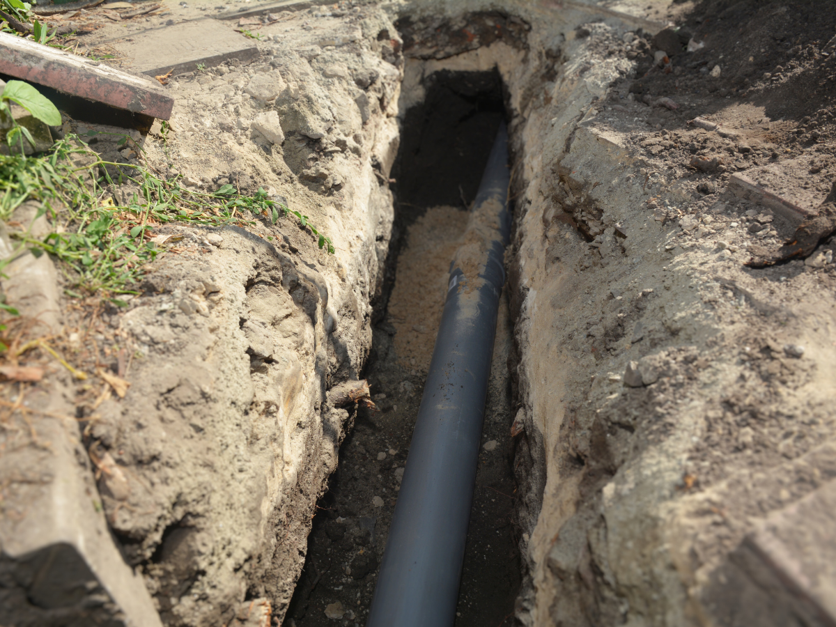sewer line ready to be replaced using traditional methods