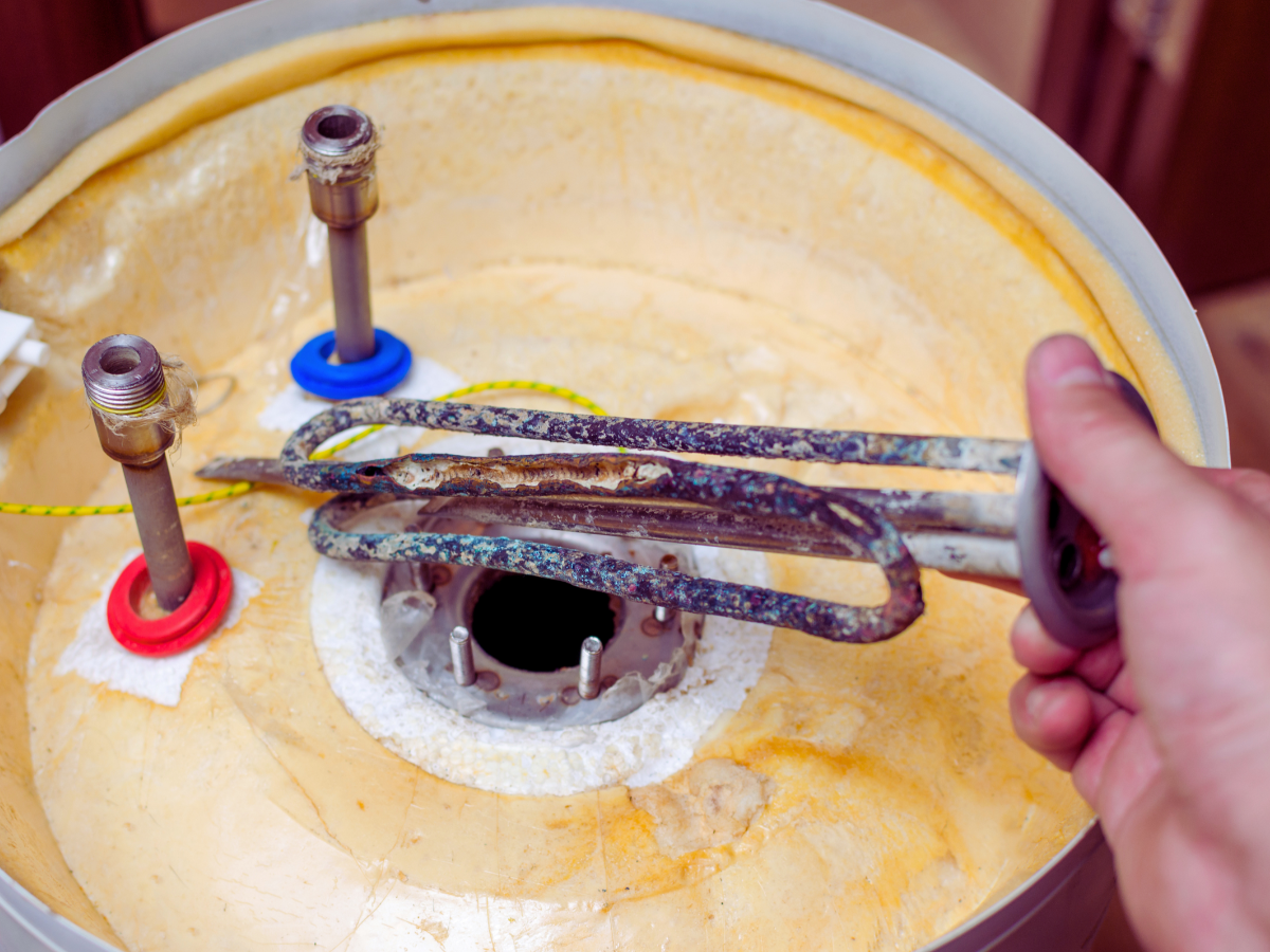 Old corroded water heater element
