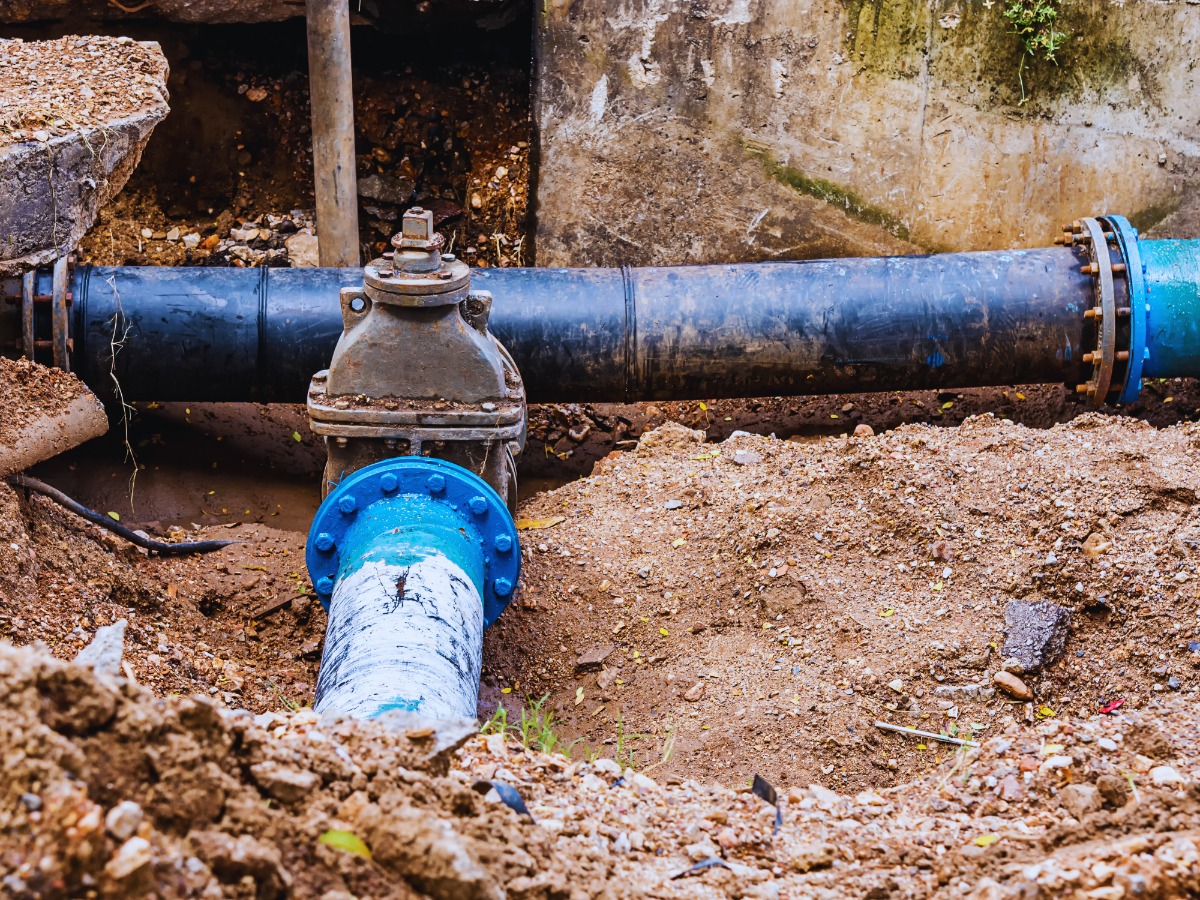 dug up water line in sandy soil